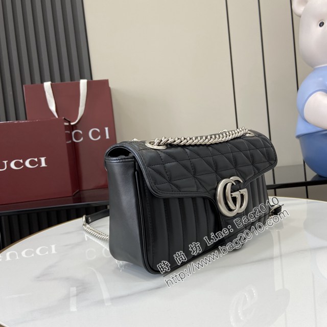 Gucci專櫃古馳最新款Marmont系列絎縫迷你手袋鏈條肩背包 jh2984型號：443497